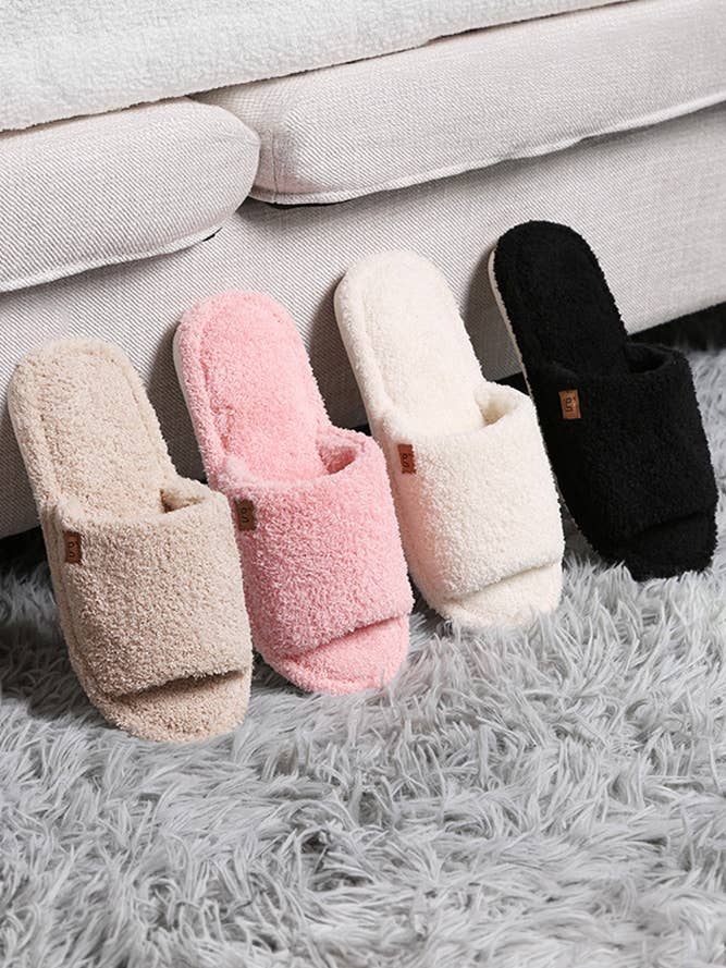 Solid Open-Toe Winter Slippers for wholesale by Hana