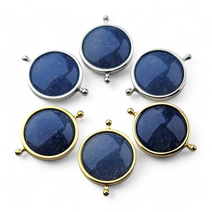 CONQUERing – Anel de cocktail/declaração por atacado – Elemento Cristal Redondo Aventurina Azul1