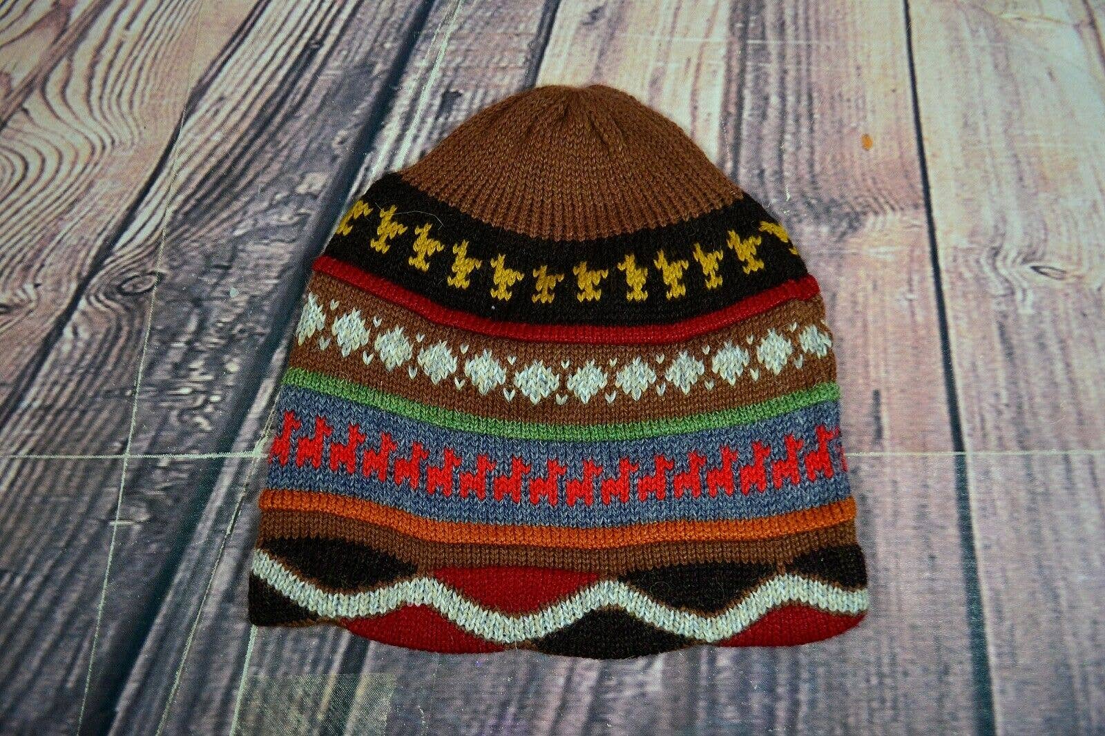 Sanyork Fair Trade - Wholesale Beanie - Women's - Waves and Stripes Alpaca Knit Fine Reversed Beanie Hat Hand1