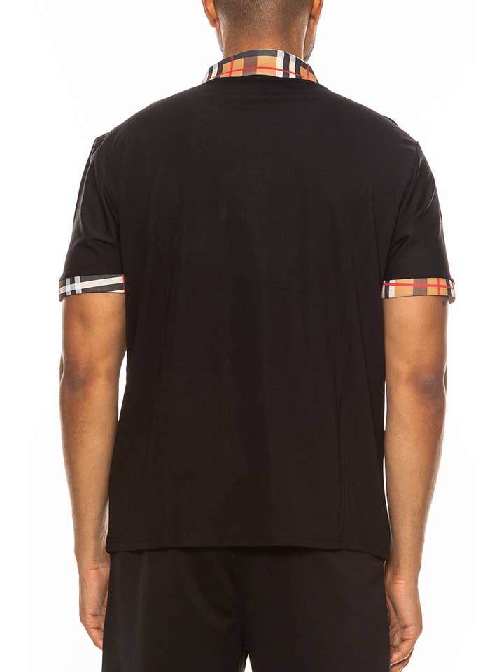 WEIV - Wholesale Polo - Men's - Checkered Plaid Collar Short Sleeve Polo Shirt