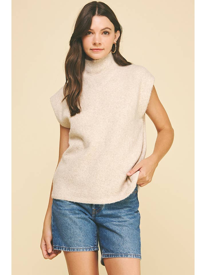 PINCH - Wholesale Knit Sweater - Women's - TURTLE NECK CAP SLEEVE SWEATER - 6334W14