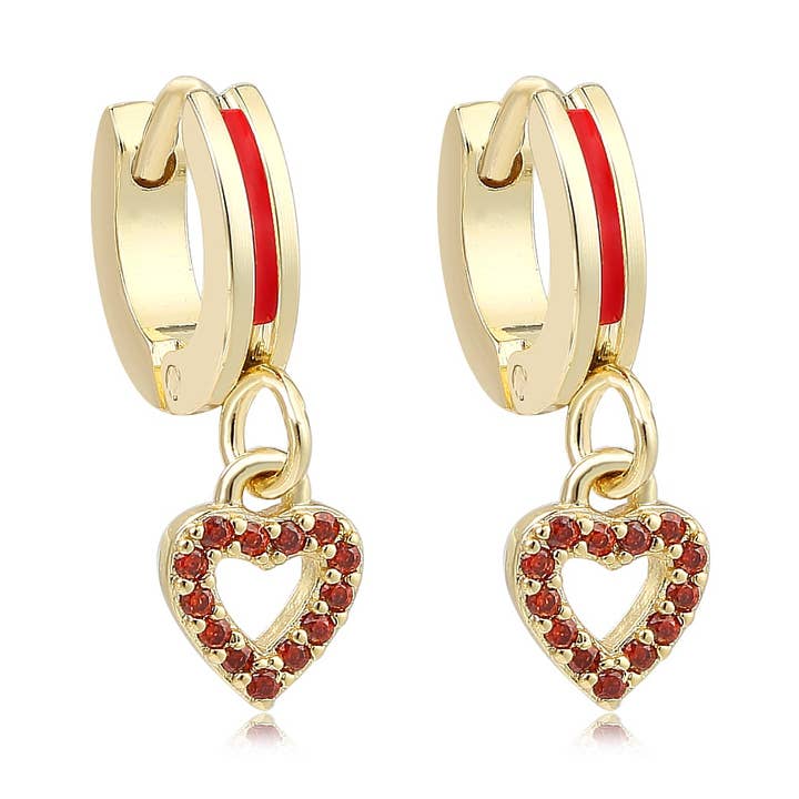 Huggie Red Sparkle Heart pour la vente par The Tiny Gem