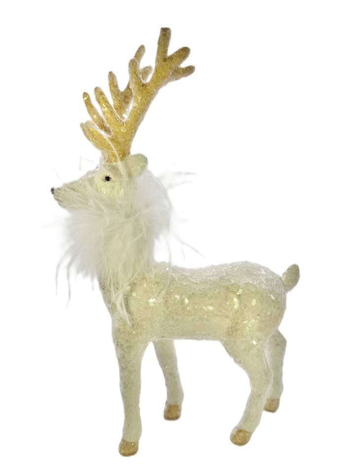Prancer with Gold Antlers & Ostrich Boa - Cream for wholesale by Sherri's Designs