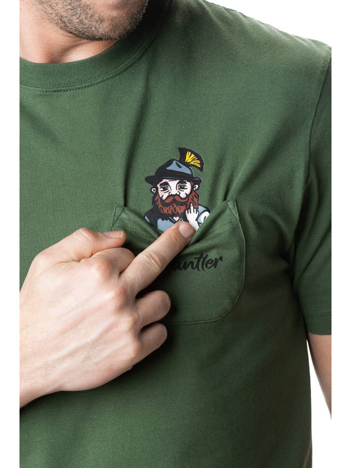 Buadep – Großhandel T-Shirt – Herren – Unisex T-shirt “Grantler pockets” olive green organic cotton