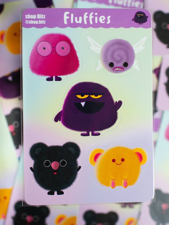Fluffies Sticker Sheet for wholesale by shop Bitz