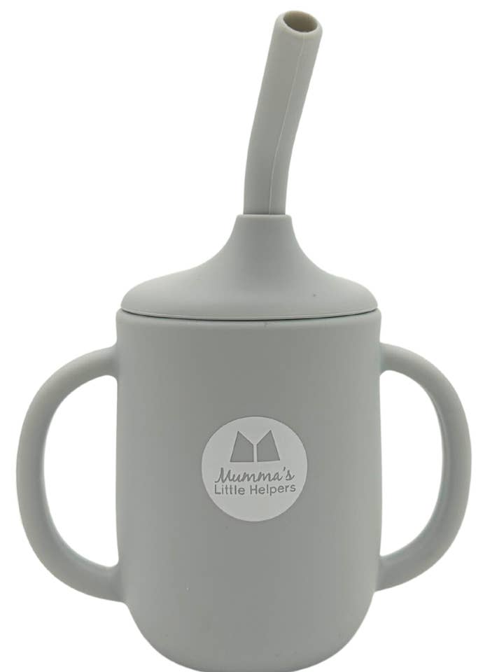 Silicone Training Sippy Cup Bottle with Straw Lid - Grey for wholesale by Mumma's Little Helpers