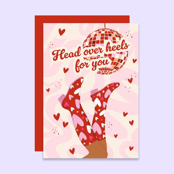 Head Over Heels Valentine's Day Card | Anniversary Card for wholesale by Tikkled Pink