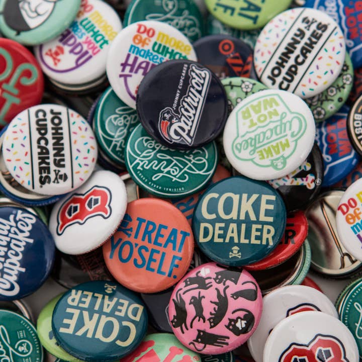 Johnny Cupcakes - Wholesale Lapel Pin/Button - Pin Tin - 6 Assorted 1" Pins with a Decorative Tin1