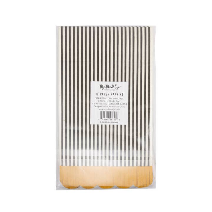 My Mind’s Eye - Wholesale Disposable Napkin - GRD1135 - Black & Cream Striped Dinner Napkin3