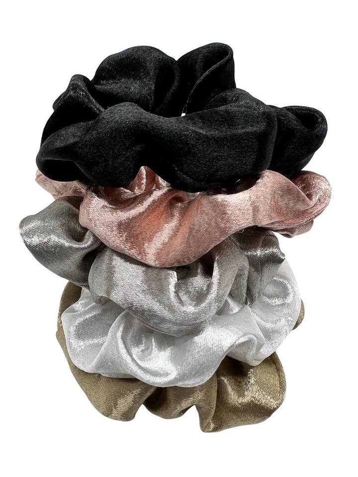 Paquet de 5 petits chouchous en satin martelé pour la vente par NARCES