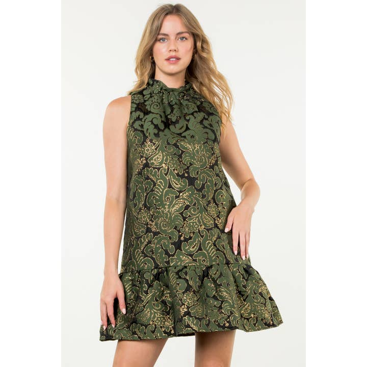 BLACK Sleeveless Textured Print Dress for wholesale on Faire
