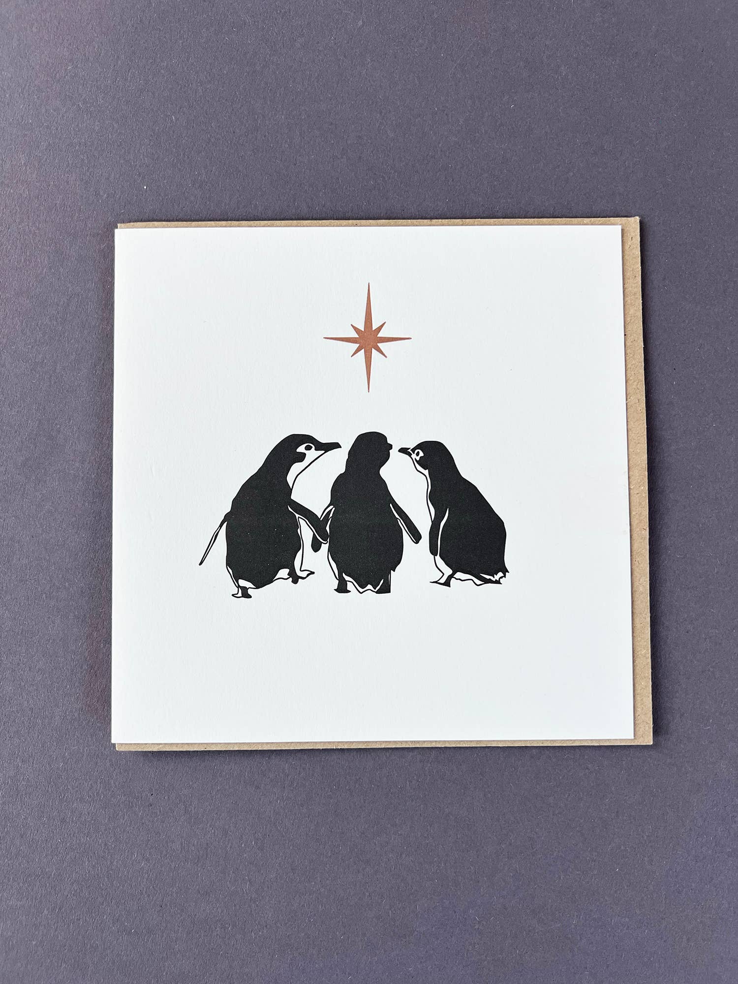 Penguin Ink - Wholesale Christmas Card - Three Wise Penguins Letterpress Card