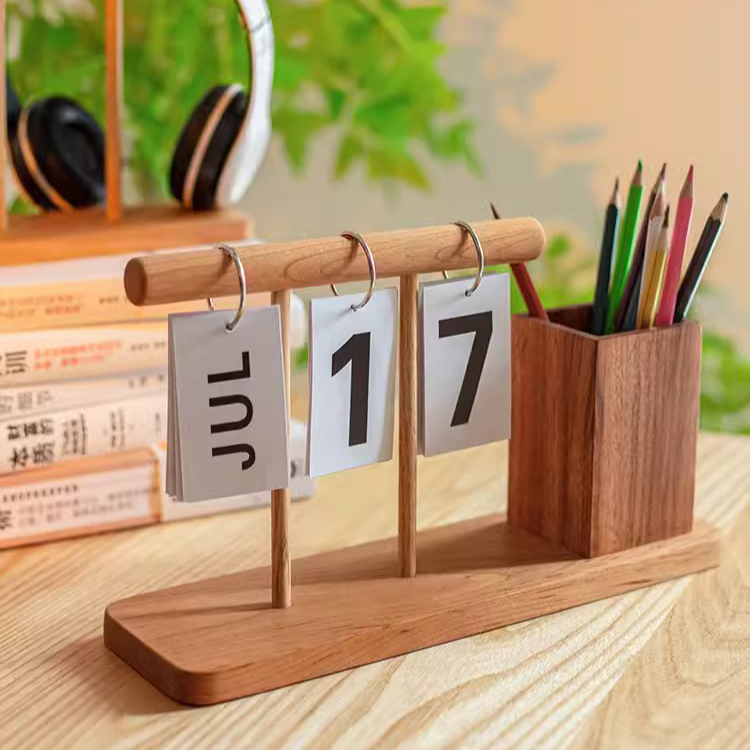Rustic Reach - Wholesale Calendar - Wooden Desktop Calendar with Pen Holder1