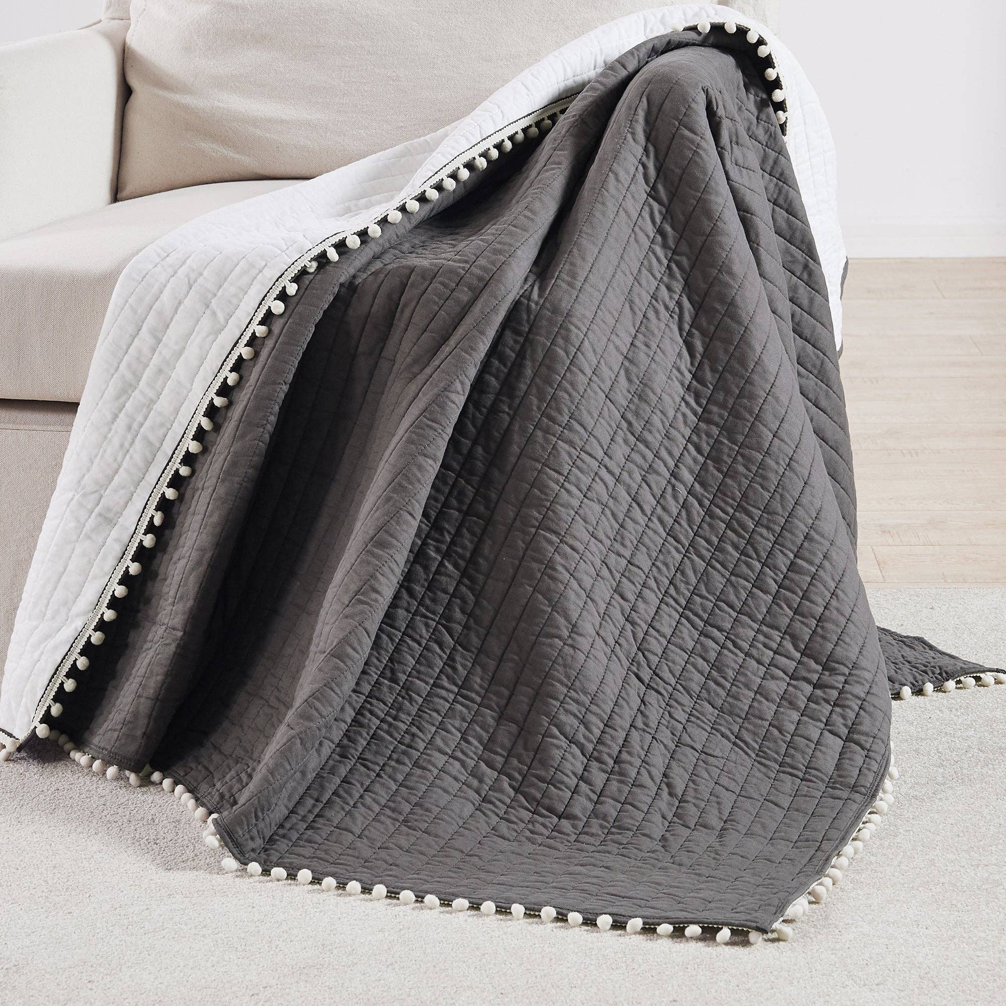 Levtex Home - Wholesale Throw Blanket - Pom Pom Quilted Throw8