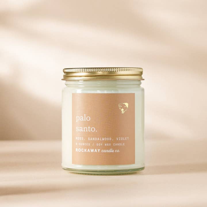 Palo Santo 8oz Candle for wholesale by Rockaway Candle Co