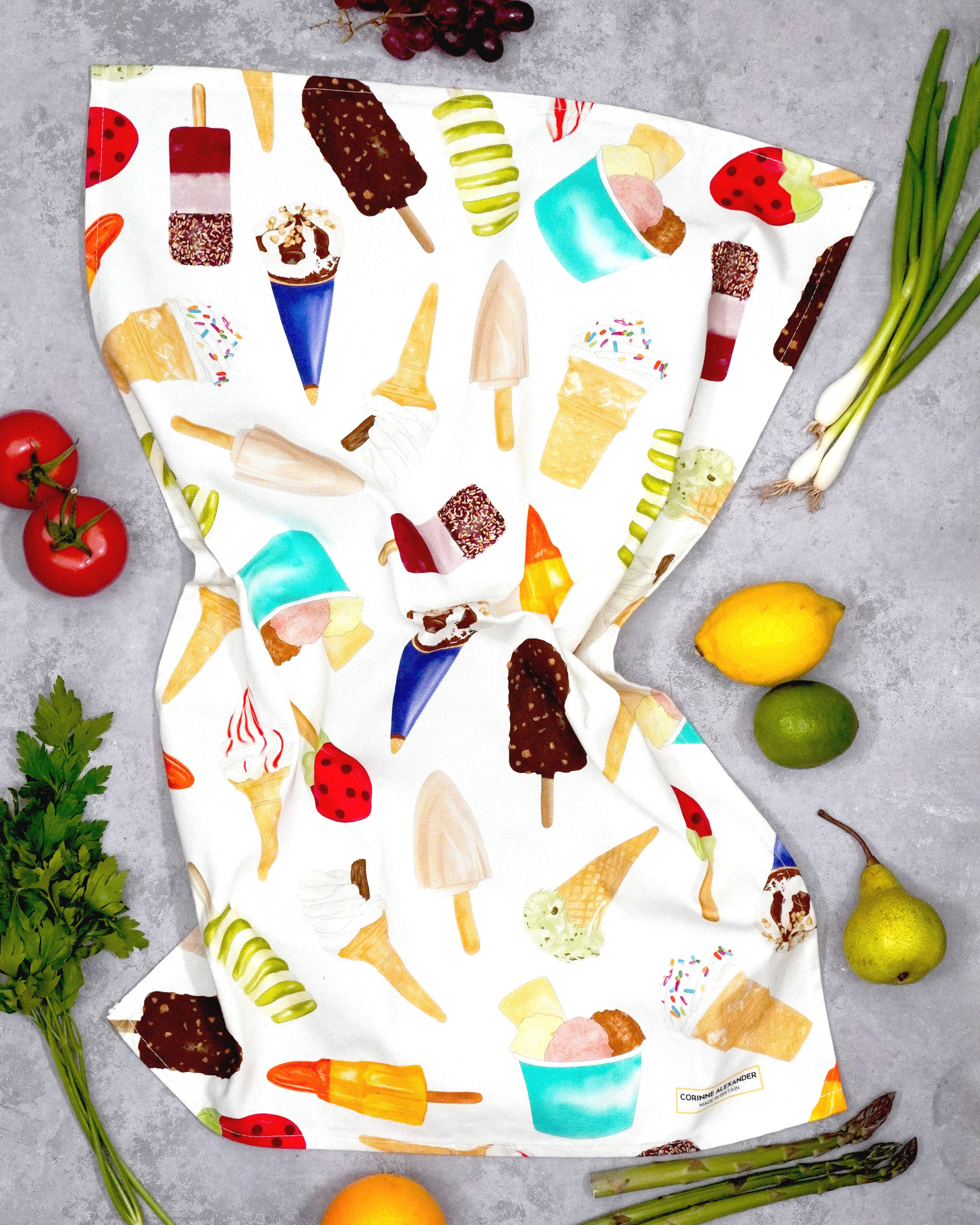 Corinne Alexander - Wholesale Tea towel - Ice Cream Tea Towel - British Made - Funny Kitchen Towel6