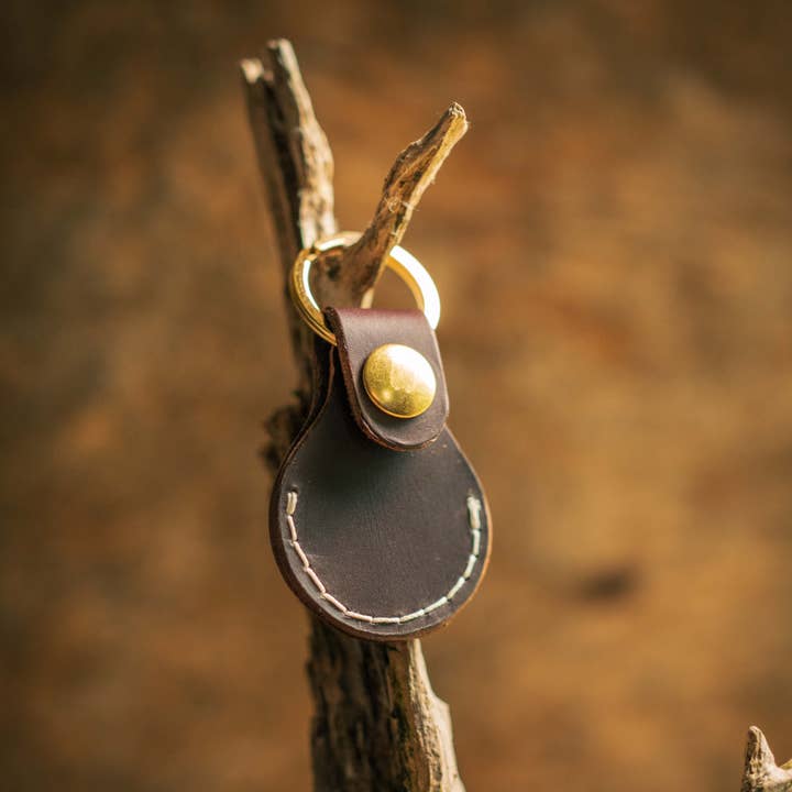 Leather Air Tag Keyring for wholesale by Journeyman Handcraft