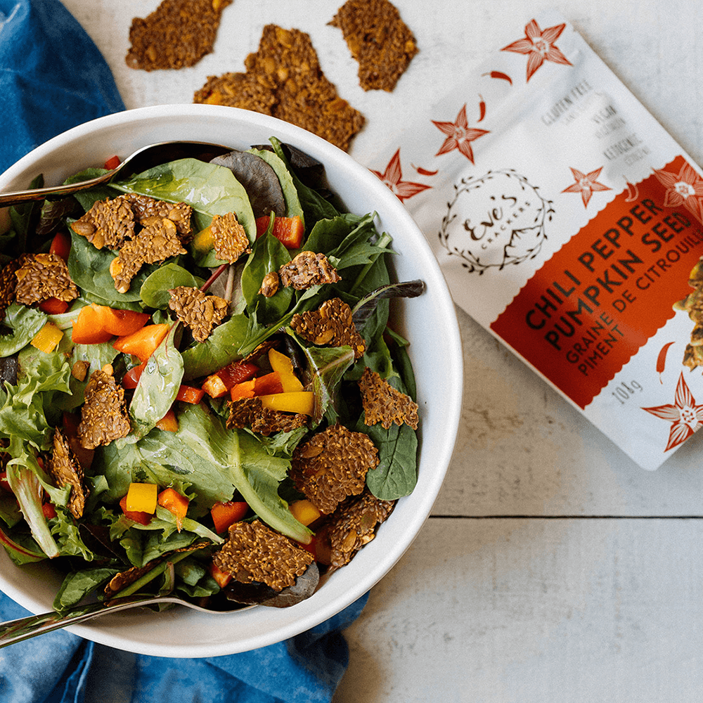 Eve's Crackers - Vente Biscuit salé - Craquelins aux graines de citrouille et de piment chili2