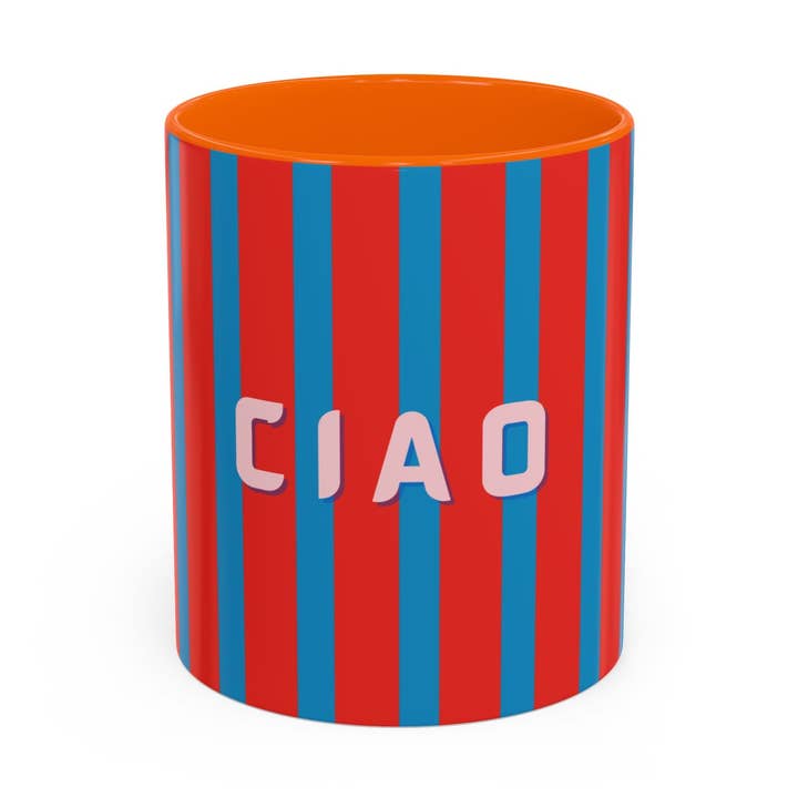 MARA Style - Wholesale Coffee Mug - Ciao Accent Coffee Mug | Colorful Striped Ceramic Cup9