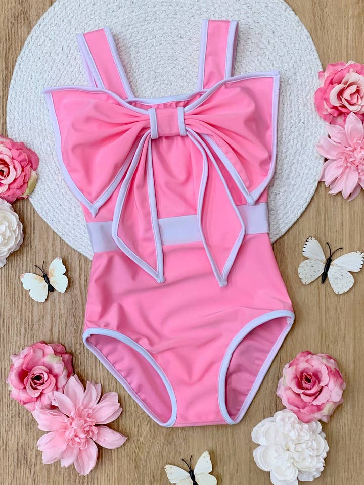 Pink Bow One Piece Swimsuit for wholesale on Faire4