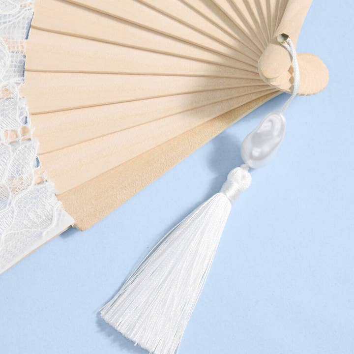xo, Fetti - Wholesale Handheld Folding Fan - White Lace Bride to Be Folding Fan | Bridal Accessory4