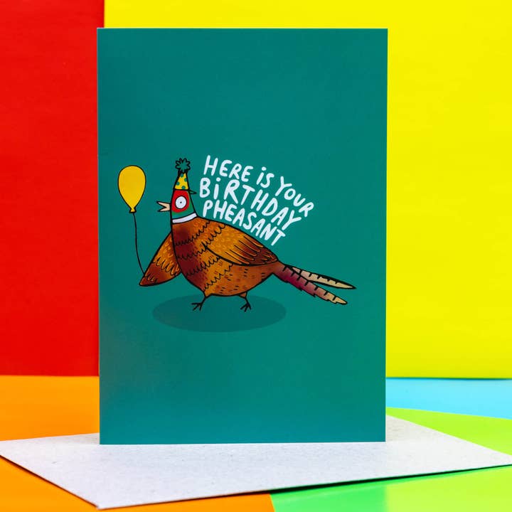 Birthday Pheasant A6 Greeting Card for wholesale by Katie Abey