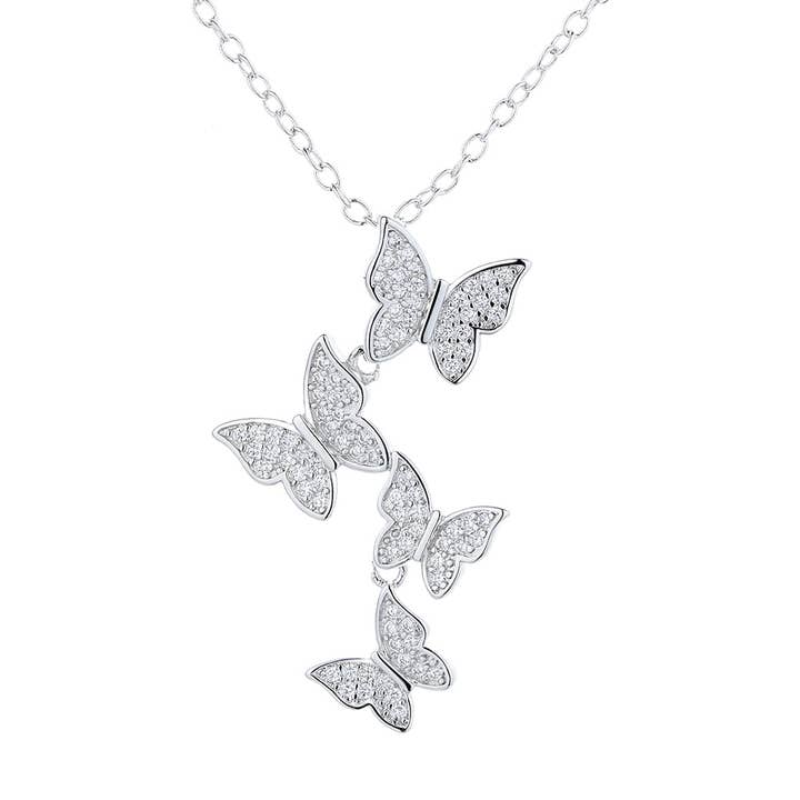 Amy and Annette - Wholesale Pendant/Charm Necklace - Swarovski Crystal Dangling Multi Butterfly Pendant Necklace