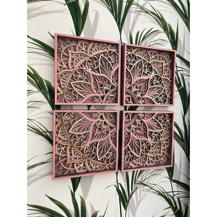 4 Piece Mandala Wood Wall Decor, Home Decor for wholesale by BHDecor