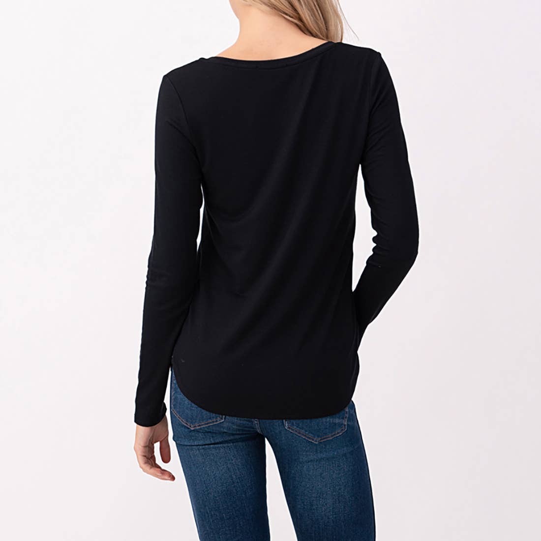 Heimious - Wholesale T-Shirt - Women's - Modal Long Sleeve V-neck Relaxed Fit T-shirt, T24936