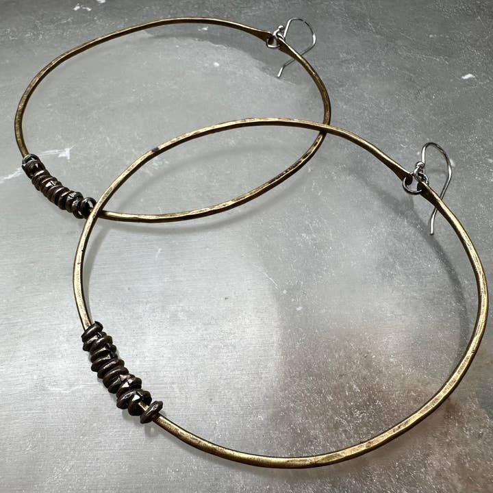Jennifer Kahn Jewelry - Wholesale Hoop Earrings - Brass Hoop Earrings with Heishi6
