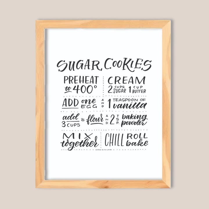 Sugar Cookie Recipe | 8x10 | Art Print for wholesale by enCourage Co.