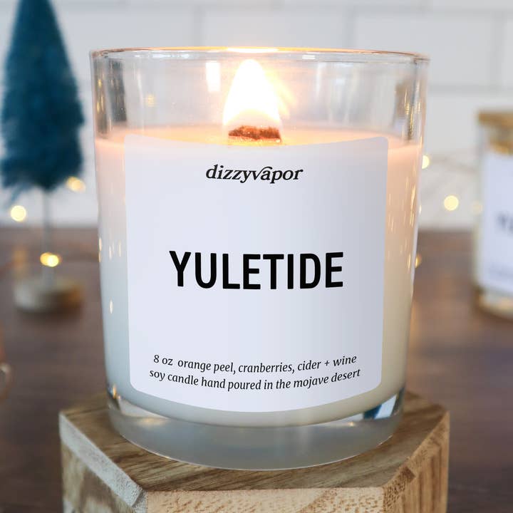 Yuletide | Bougie de soja à l'orange, aux canneberges et au cidre de pomme pour la vente par Dizzyvapor Candle Co.