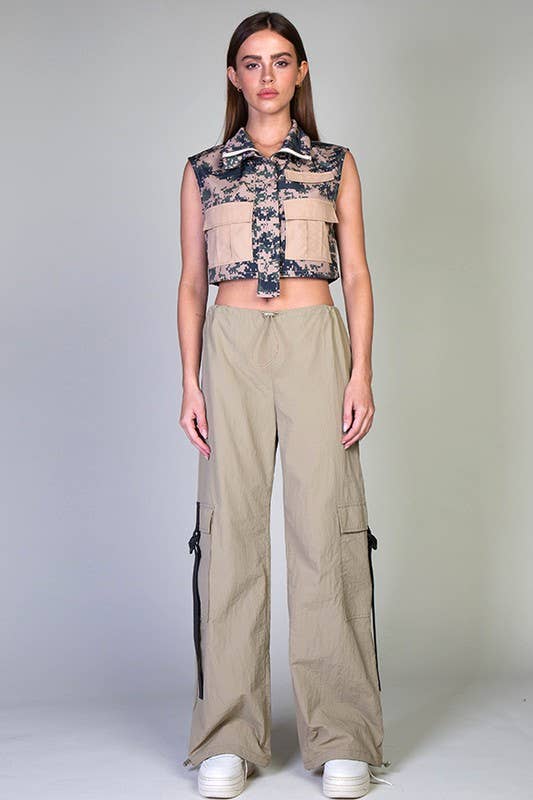 Rehab Lab - Wholesale Pants - Women's - Low Rise Cargo Parachute Pants With Contrast Strap2