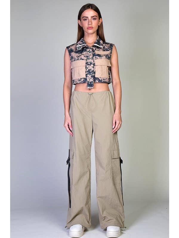 Rehab Lab - Wholesale Pants - Women's - Low Rise Cargo Parachute Pants With Contrast Strap2