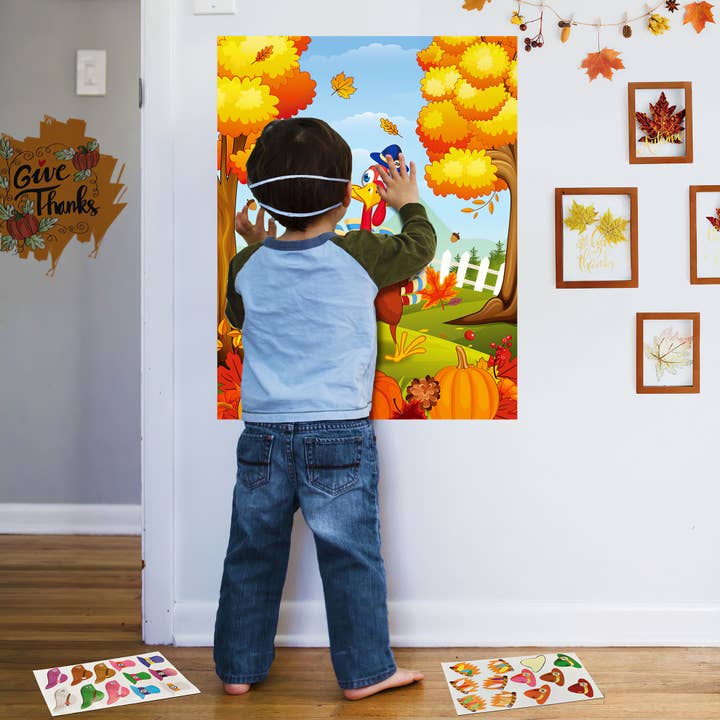 Fun Little Toys – wholesale Toy set – Kids – Thanksgiving Pin The Hat On The Turkey Game Kit