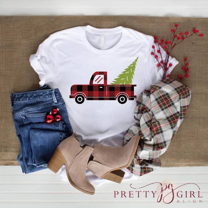 Christmas Red Truck Tee for wholesale by Pretty Girl Align
