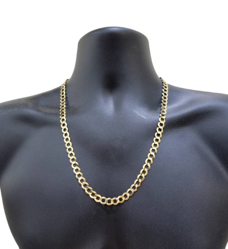 Karrbear - Wholesale Link & Chain Necklace - 14K Gold Flat Curb Chain 6mm Chain Necklace