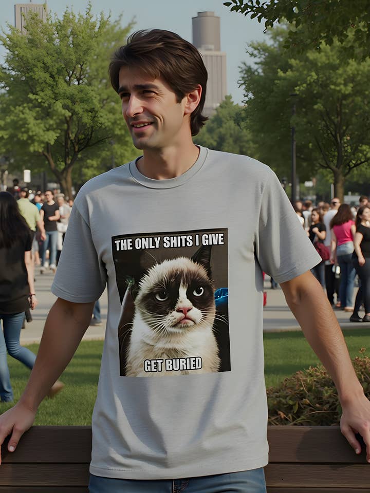 Official Store - Wholesale Screen Printed T-Shirt - Men's - Grumpy Cat - Get Buried Men's Premium Soft T Shirt