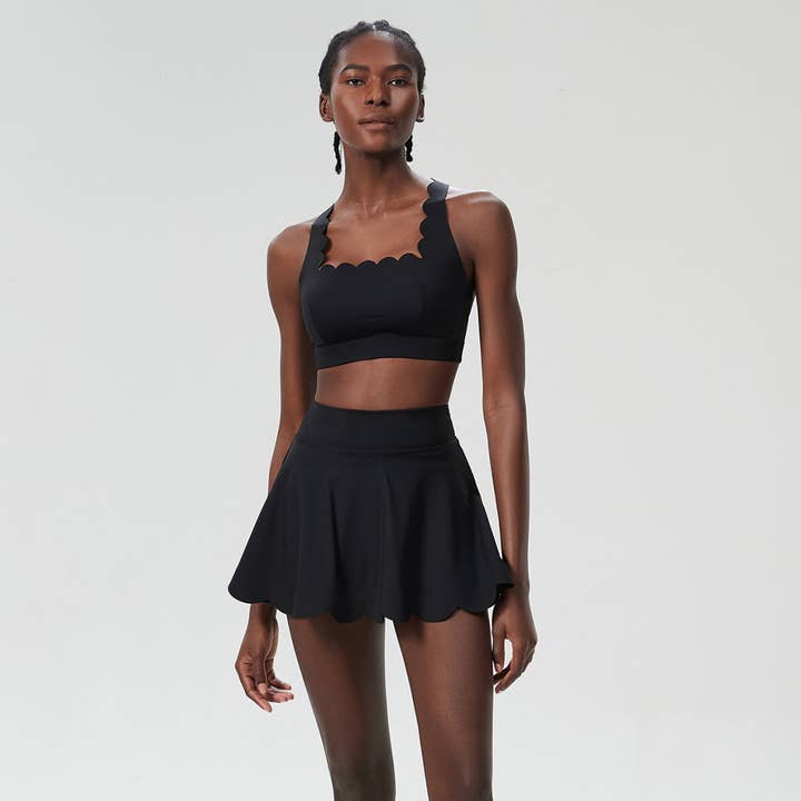 Sodalemon - Wholesale Activewear Set - Women's - Women Seamless Quick-Dry Set Strappy Bra & A-Line Skirt