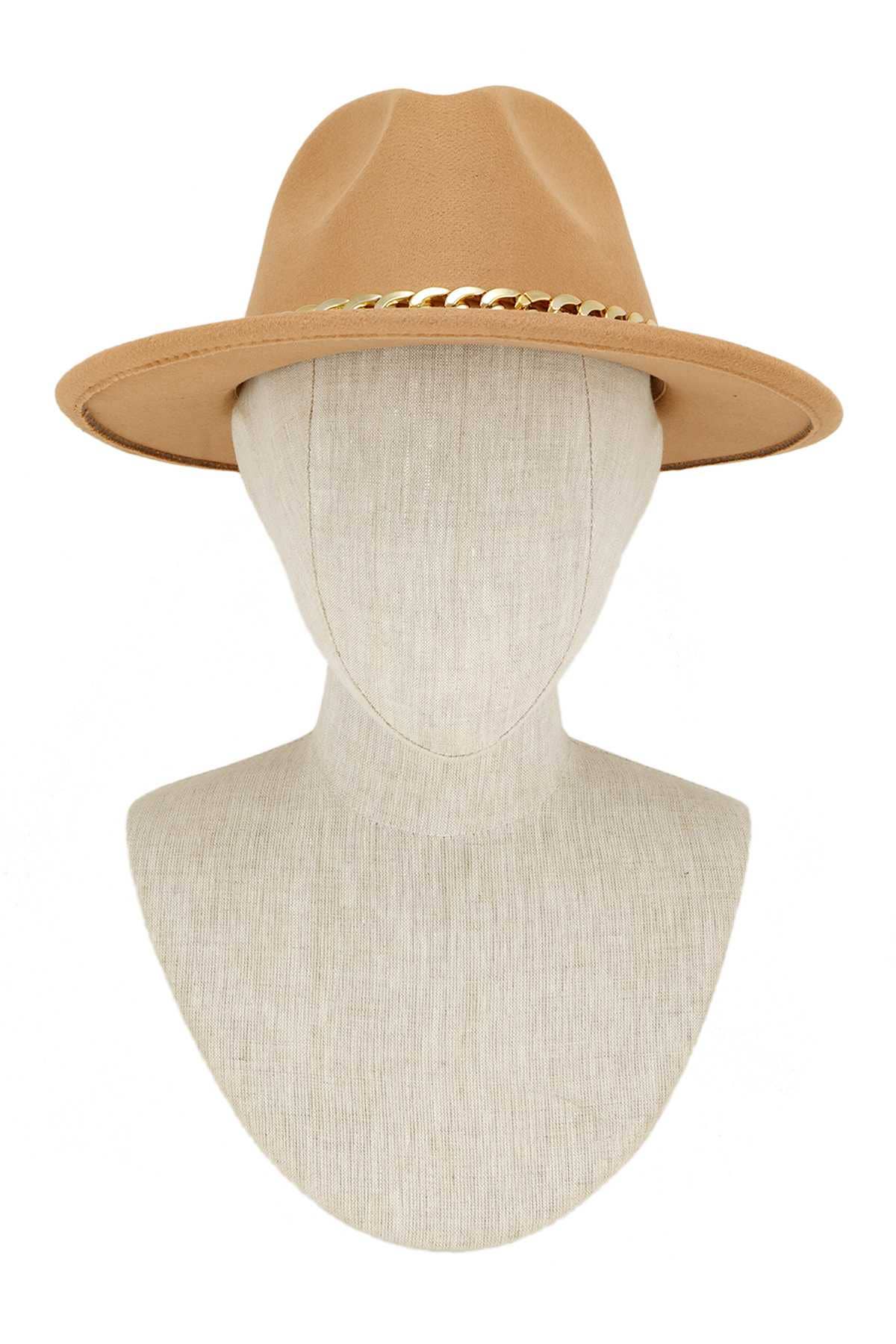 anbfashion - Wholesale Fedora - Women's - Cuban Chain Accent Fedora Hat 52021