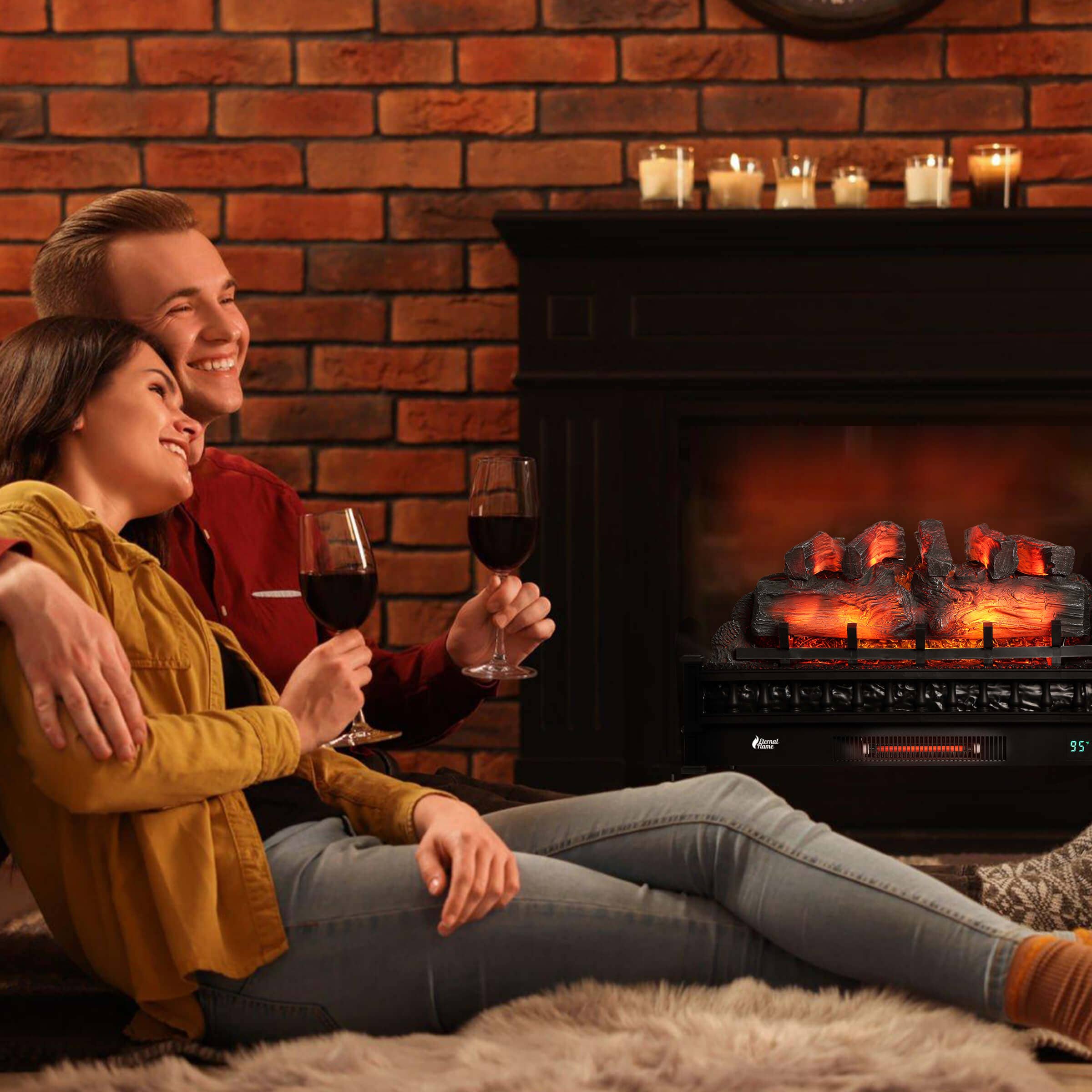 TURBRO - Wholesale Fireplace Screen - Eternal Flame EF30-PB Electric Fireplace Logs14