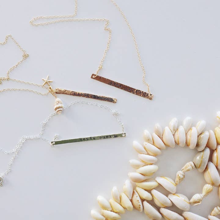 Salty But Sweet - Wholesale Pendant/Charm Necklace - Live Aloha Vertical Bar Necklace