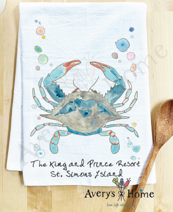 Avery's Home - Wholesale Tea Towel - Blue Crab Ocean Customizable Coastal Tea Towel17