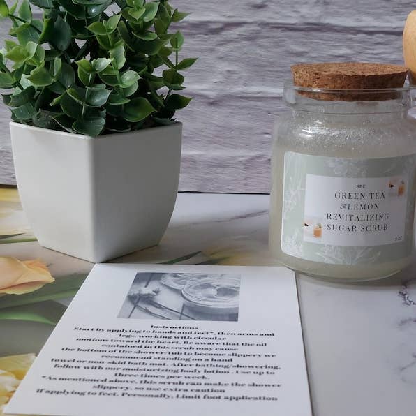 Simplybyelegance - Wholesale Body Scrub/Exfoliant - Handmade Green Tea Lemon Sugar Scrub, Exfoliating Body Scrub (8oz)3
