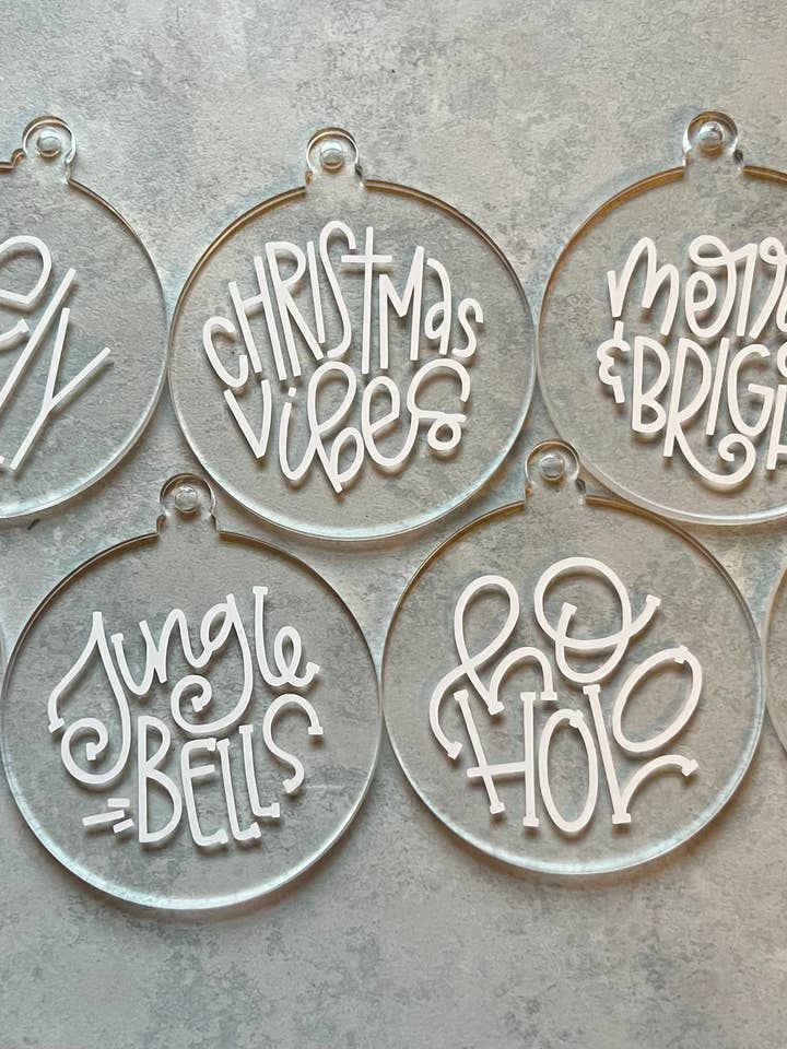 Acrylic ornaments for wholesale by Ashleyvinylcreations
