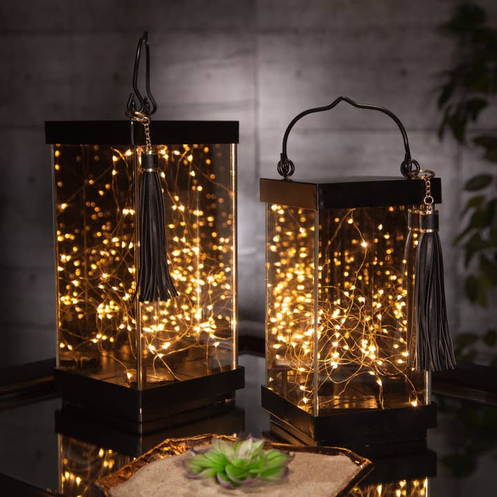 Gerson 6.125"W x 6.125" x 12.375"H Metal Mirrored Lantern. I for wholesale by The Gerson Companies
