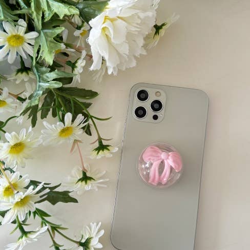 MOND HAUS - Wholesale Phone grip - Aiko Phone Grip | Clear Acrylic Resin Half-dome Ribbon Charm2
