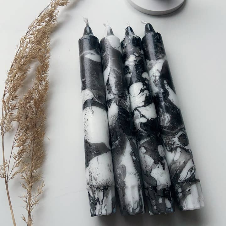 Miss Wildhorse - Wholesale Tapered candle/candlestick - Dip dye candle marble black4