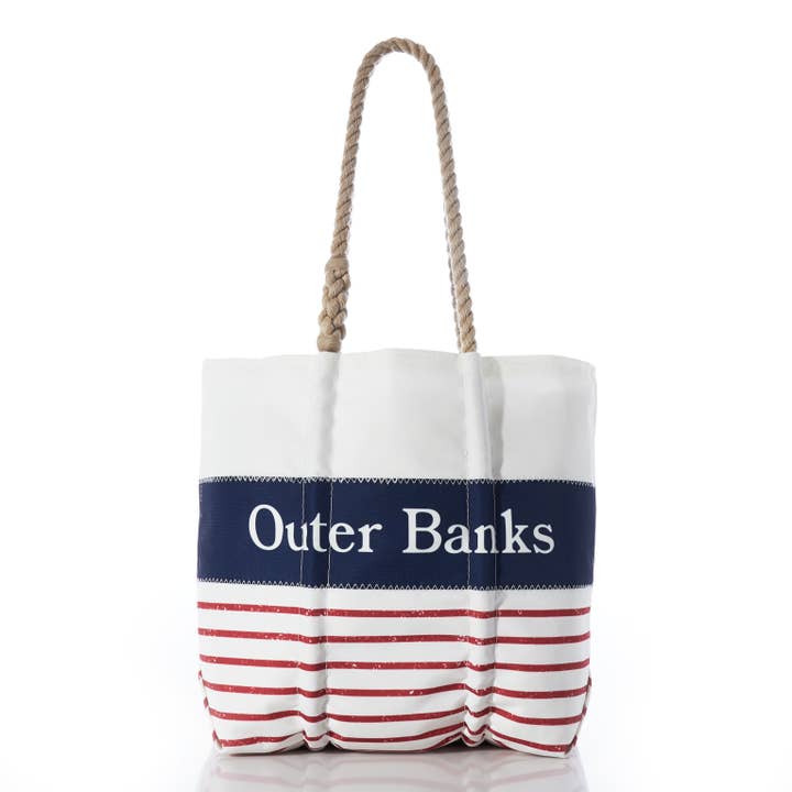 Sac à main moyen personnalisé Destination Red Mariner Stripe pour la vente par Sea Bags