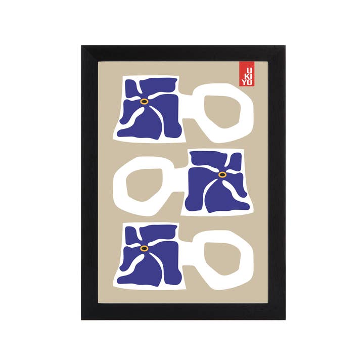Ukiyo Mok Print - Blauw voor wholesale door Frances Collett